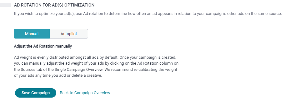 Switch from autopilot to manual ad rotation