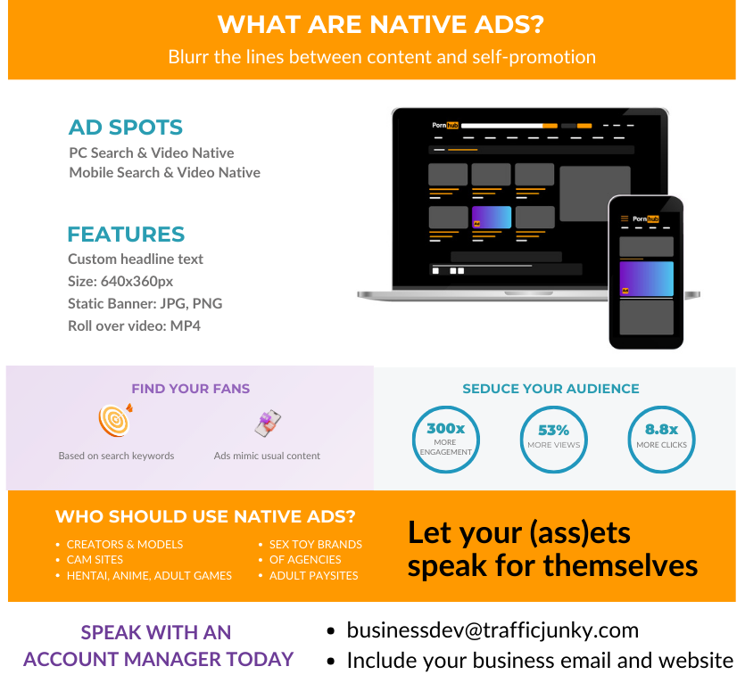 Promote your Onlyfans on Pornhub with Native Ads. Seduce your audience alongside trending content.